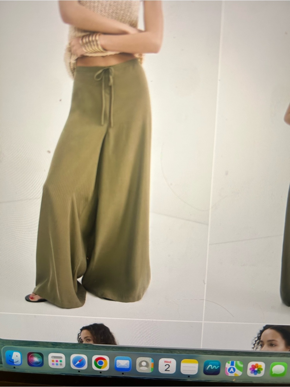 NWT Mango Women’s Olive High Rise Wide-Leg Trousers Size XS